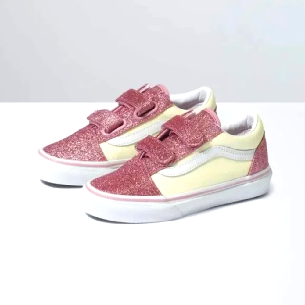 Vans Kids Sparkly Pink and Cream Sneakers